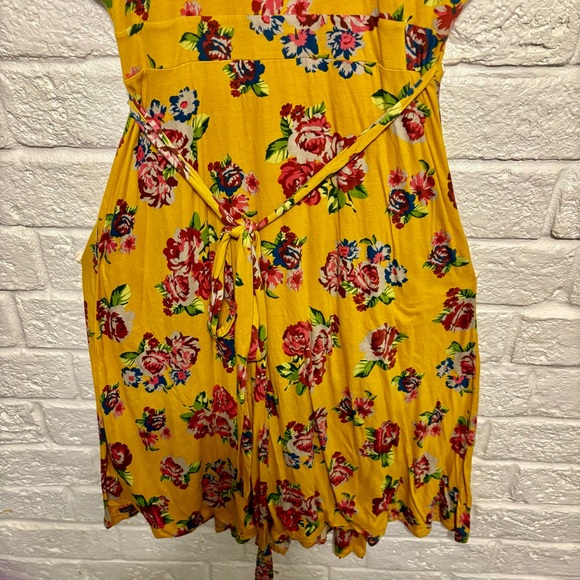 MATILDA JANE Yellow Red Floral Wrap Midi Dress Size XL - Picture 13 of 15